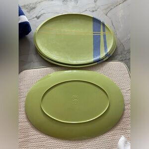 2 Zak Designs Blue Plates Geometric Melamine Plastic Taiwan 98071 Marimekko Styl